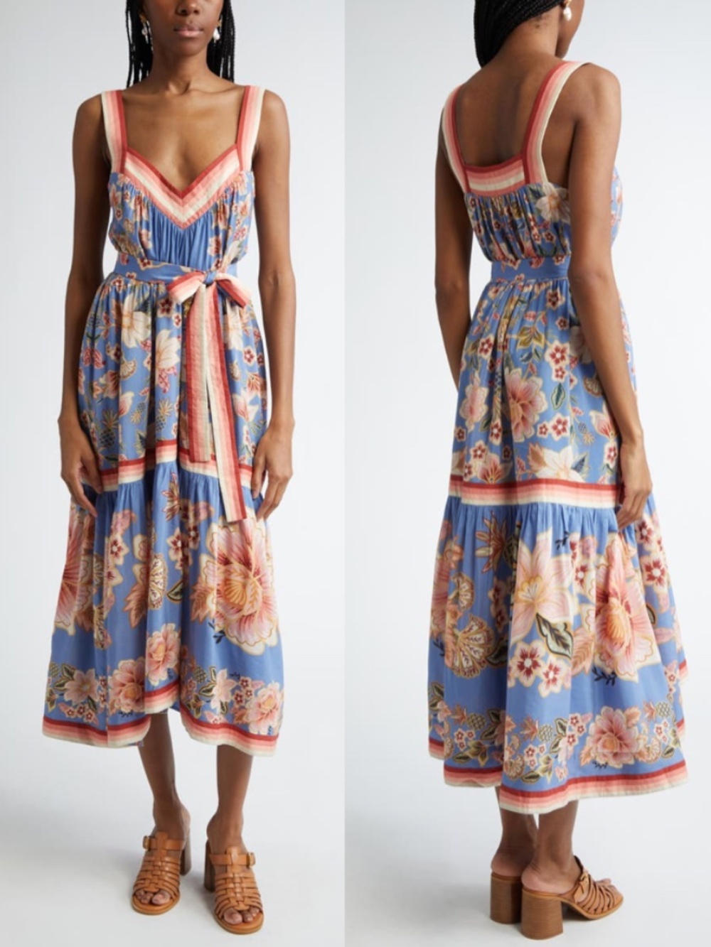 *SOLD* Farm Rio Superbloom Tapestry Cotton Blend Maxi Dress Blue Medium NEW